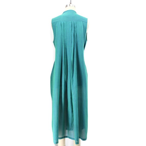 Mii The Iridescent Joe Wrap Dress Silk Cotton Iridescent Green Blue Belted Midi - Picture 6 of 15